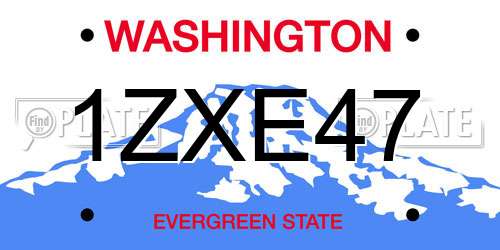 1ZXE47 Washington License Plate