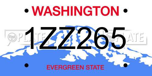 1ZZ265 Washington License Plate