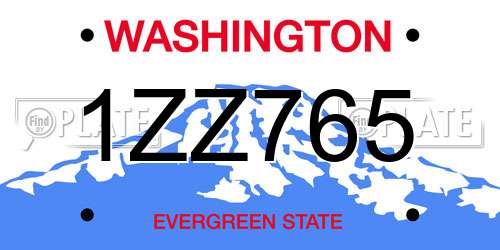 1ZZ765 Washington License Plate