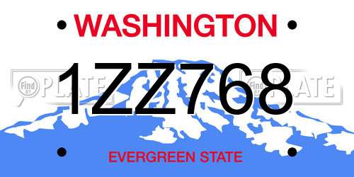 1ZZ768 Washington License Plate