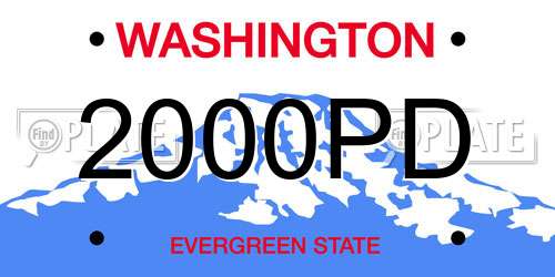 2000PD Washington License Plate