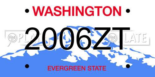2006ZT Washington License Plate