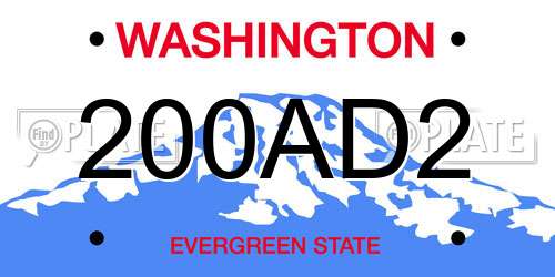 200AD2 Washington License Plate