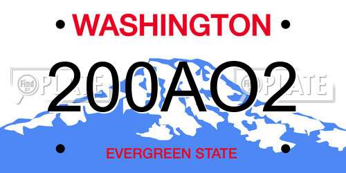 200AO2 Washington License Plate