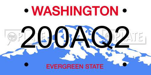 200AQ2 Washington License Plate