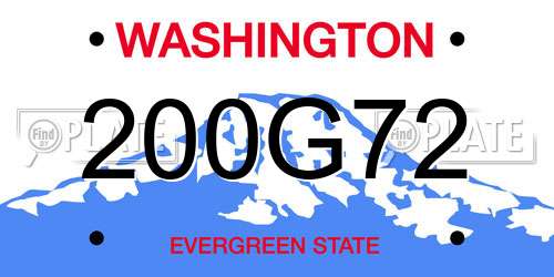200G72 Washington License Plate