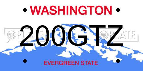 200GTZ Washington License Plate