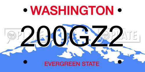 200GZ2 Washington License Plate