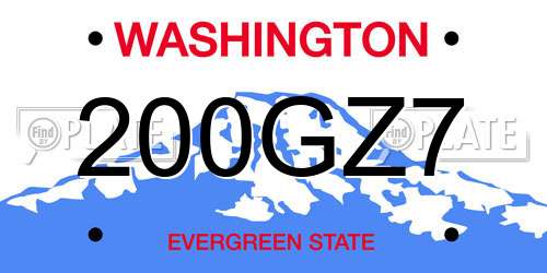 200GZ7 Washington License Plate
