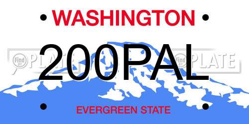 200PAL Washington License Plate