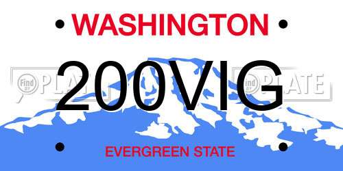 200VIG Washington License Plate