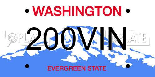 200VIN Washington License Plate