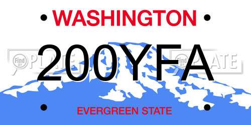 200YFA Washington License Plate