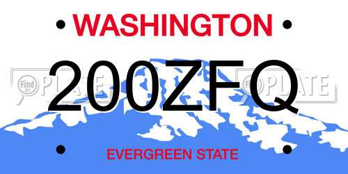 200ZFQ Washington License Plate