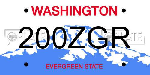200ZGR Washington License Plate