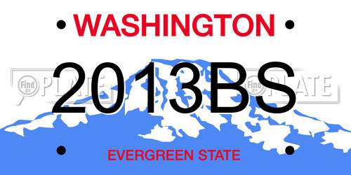 2013BS Washington License Plate