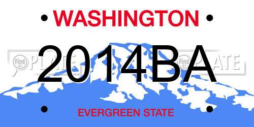 2014BA Washington License Plate
