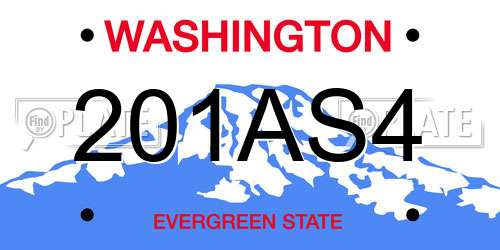 201AS4 Washington License Plate