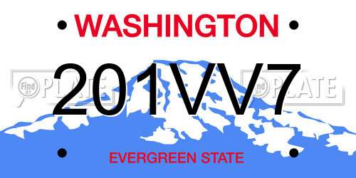 201VV7 Washington License Plate