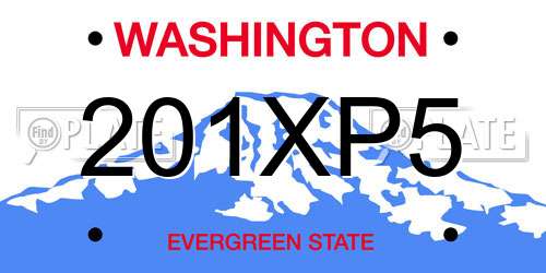 201XP5 Washington License Plate