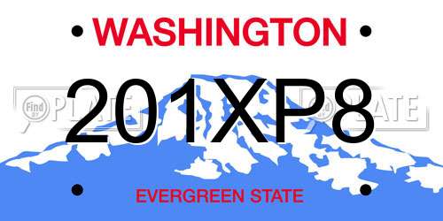 201XP8 Washington License Plate