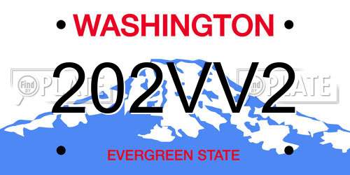 202VV2 Washington License Plate