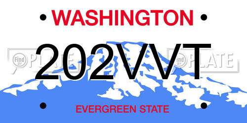 202VVT Washington License Plate