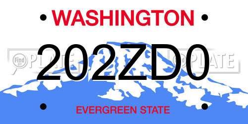 202ZD0 Washington License Plate