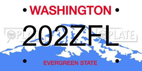 202ZFL Washington License Plate