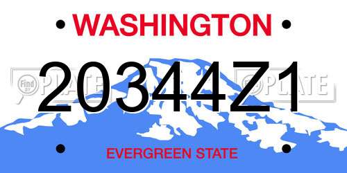 20344Z1 Washington License Plate