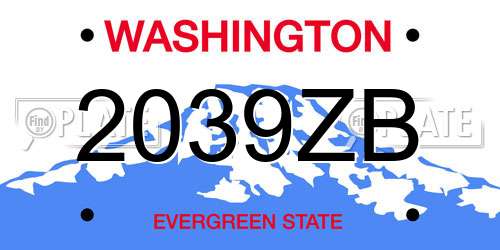 2039ZB Washington License Plate