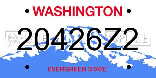 20426Z2 Washington License Plate