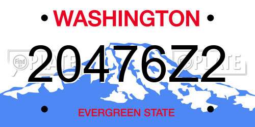 20476Z2 Washington License Plate