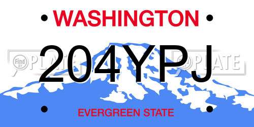 204YPJ Washington License Plate