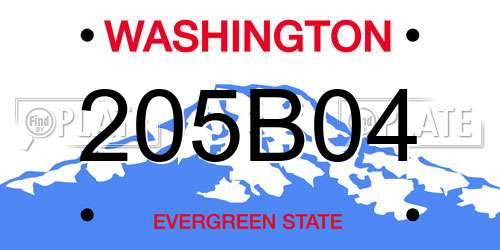 205B04 Washington License Plate