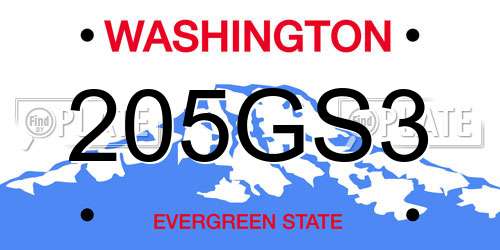 205GS3 Washington License Plate