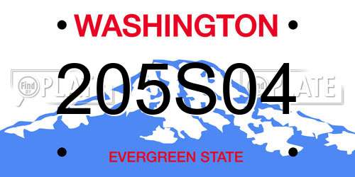 205S04 Washington License Plate