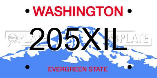 205XIL Washington License Plate
