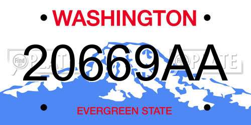 20669AA Washington License Plate