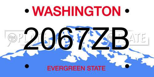 2067ZB Washington License Plate