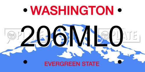 206ML0 Washington License Plate