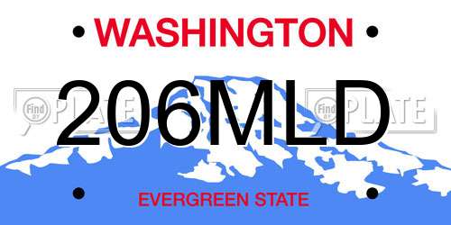 206MLD Washington License Plate