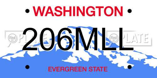 206MLL Washington License Plate