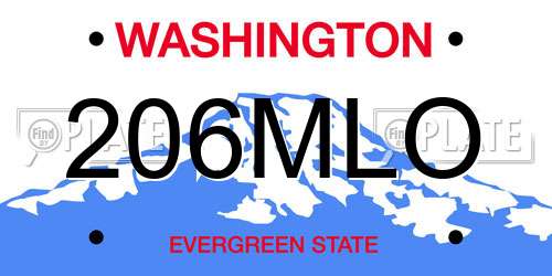 206MLO Washington License Plate