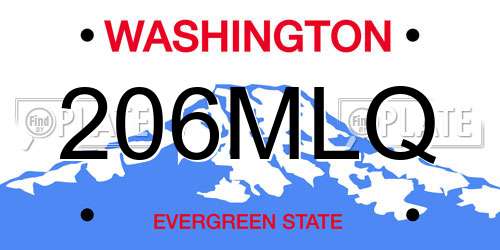 206MLQ Washington License Plate