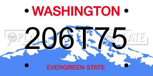 206T75 Washington License Plate