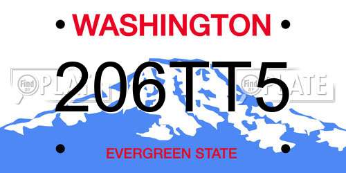 206TT5 Washington License Plate