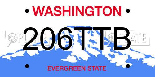 206TTB Washington License Plate