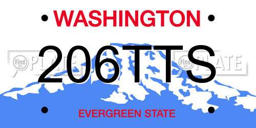 206TTS Washington License Plate