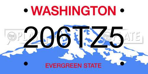 206TZ5 Washington License Plate
